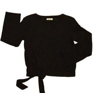 Madewell sweatshirt black with tied bow women’s size small pullover top